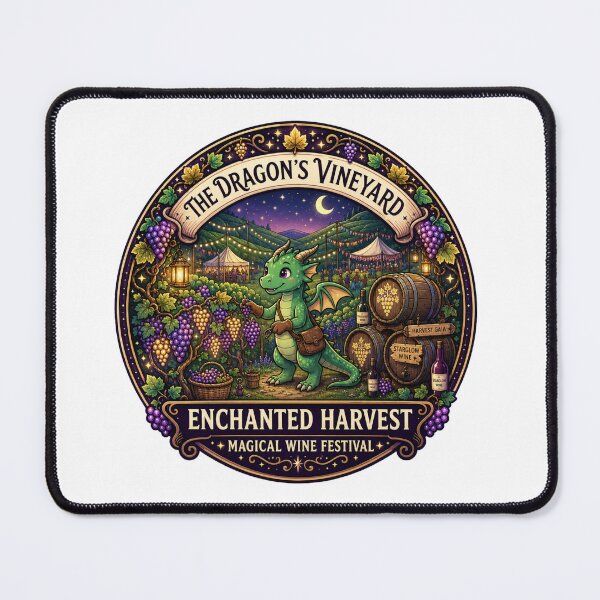 Item preview, The Dragon's Vineyard | Enchanted Harvest | Magical Wine Festival | Cute Fantasy Dragon | Vineyard & Grape Lover Gift designed and sold by MrDev.