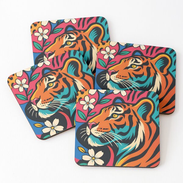 Item preview, Pop Art Tiger Floral Colorful Illustration designed and sold by daldadesign.