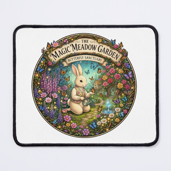 Item preview, The Magic Meadow Garden | Butterfly Sanctuary | Cute Bunny Gardener | Cottagecore Floral Fantasy | Nature Lover Gift designed and sold by MrDev.