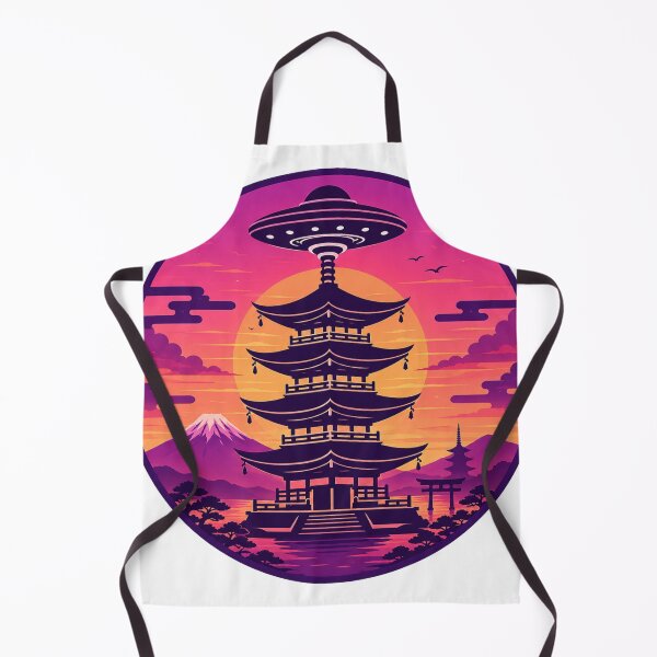 Item preview, Ancient Contact Temple – Sunset UFO Monogram | Japanese Mystery Vector Art designed and sold by Handcan.