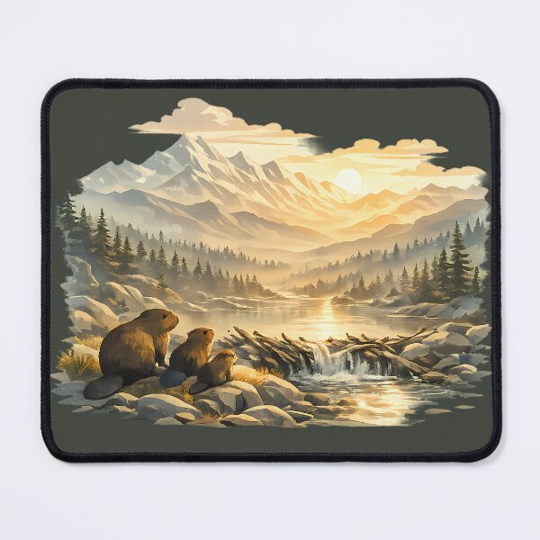 Item preview, Mountain Sunset with Beavers designed and sold by Ambroa Stuff.