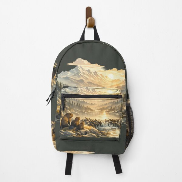 Item preview, Mountain Sunset with Beavers designed and sold by Ambroa Stuff.