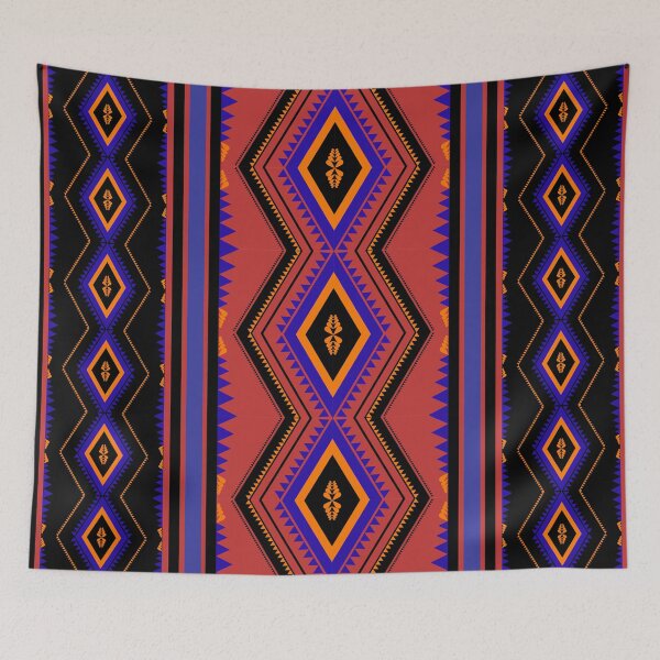 Item preview, Bold Rust Red and Cobalt Blue Aztec Tribal Pattern designed and sold by Aumpuk.