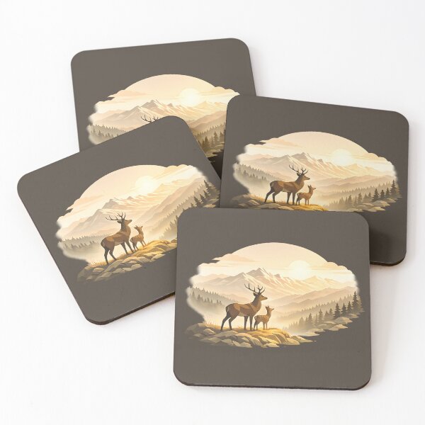 Item preview, Deer Family Mountain Sunset designed and sold by Ambroa Stuff.