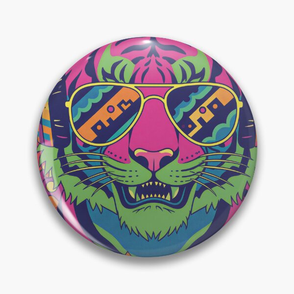 Item preview, Psychedelic DJ Tiger Neon Illustration designed and sold by daldadesign.