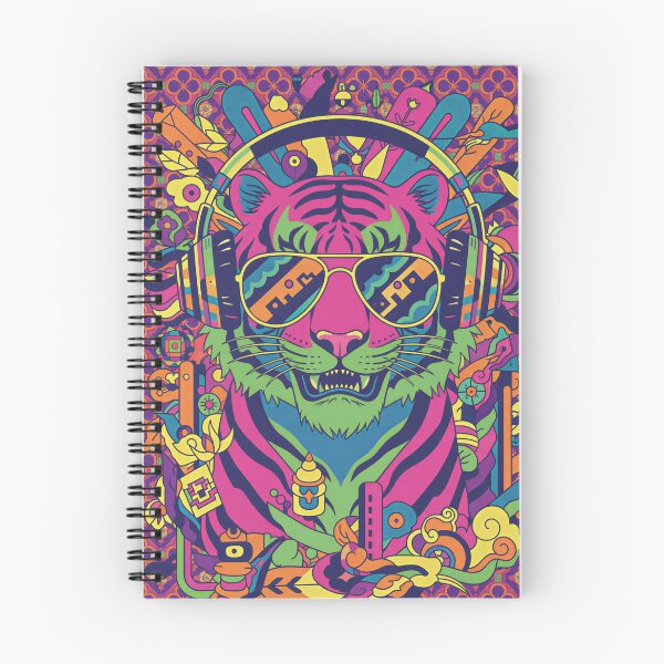 Item preview, Psychedelic DJ Tiger Neon Illustration designed and sold by daldadesign.
