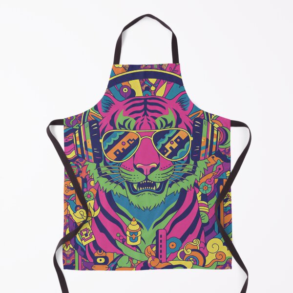 Item preview, Psychedelic DJ Tiger Neon Illustration designed and sold by daldadesign.