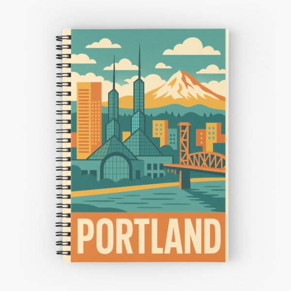 Item preview, Retro Pop Art Poster Illustration of Portland | Bold Downtown Skyline, St. Johns Bridge & Mount Hood | Vintage Pacific Northwest Wall Art Decor designed and sold by PaintedPixels01.