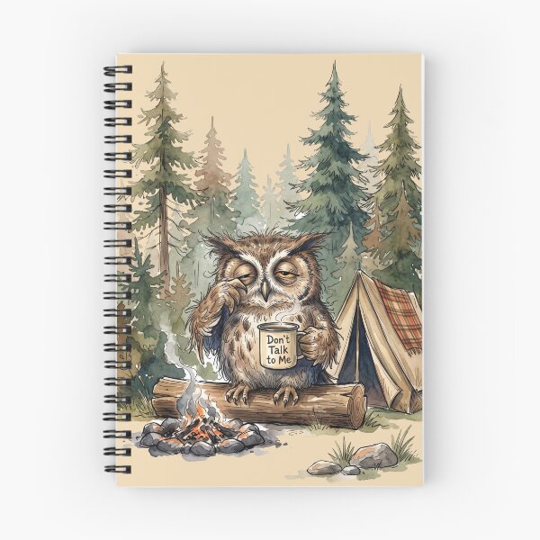 Item preview, Grumpy Camping Owl Don't Talk To Me Morning Coffee designed and sold by BreezifyDesignStudio.