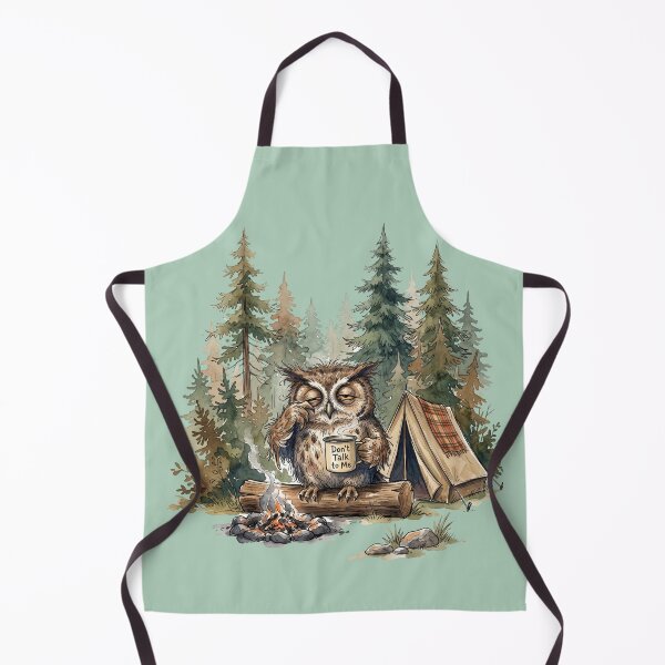 Item preview, Grumpy Camping Owl Don't Talk To Me Morning Coffee designed and sold by BreezifyDesignStudio.