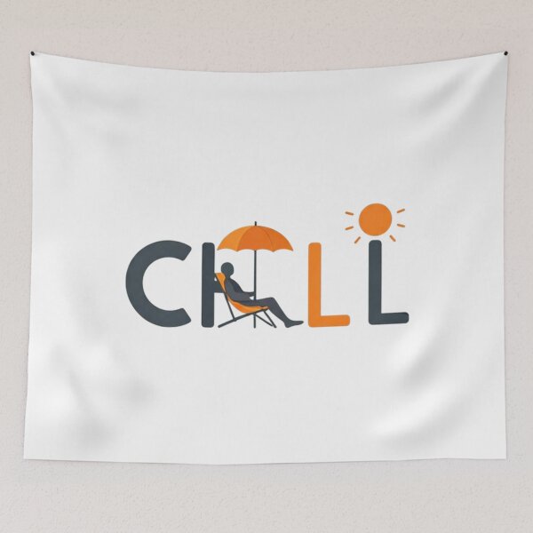 Item preview, chill logo – minimalist beach chair and umbrella concept in modern flat vector style designed and sold by Vella Store.