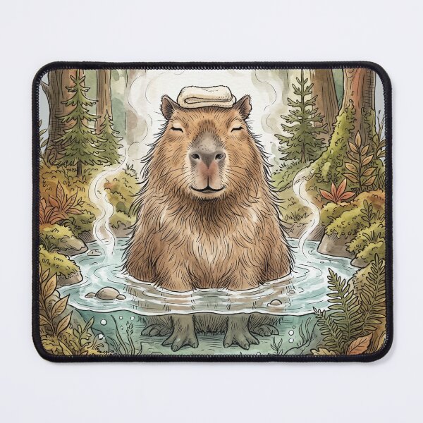 Item preview, Cute Capybara Hot Spring Onsen Relaxing Forest Spa designed and sold by BreezifyDesignStudio.