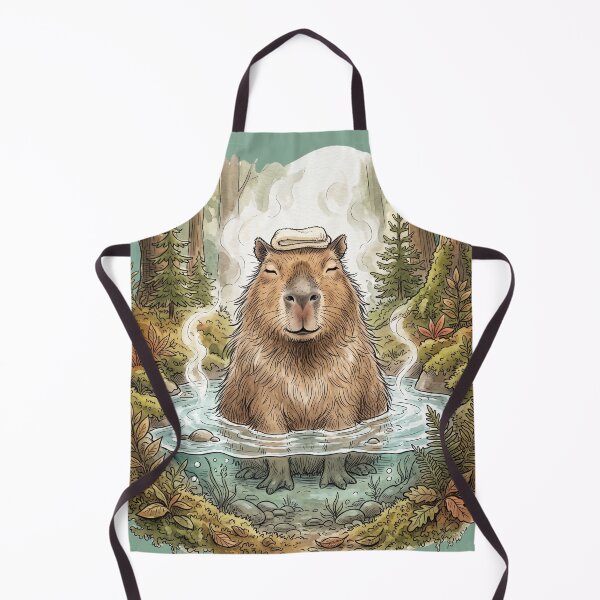 Item preview, Cute Capybara Hot Spring Onsen Relaxing Forest Spa designed and sold by BreezifyDesignStudio.