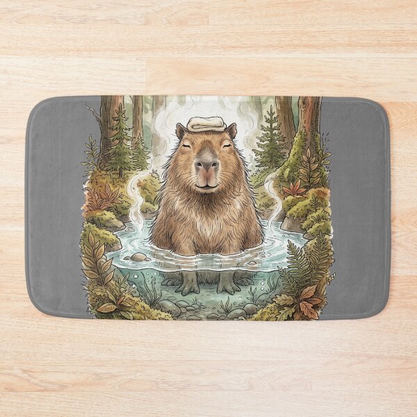 Item preview, Cute Capybara Hot Spring Onsen Relaxing Forest Spa designed and sold by BreezifyDesignStudio.