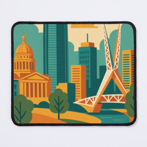 Item preview, Retro Pop Art Poster Illustration of Oklahoma City | Bold Downtown Skyline, Skydance Bridge & Western Heritage | Vintage USA Wall Art Decor designed and sold by PaintedPixels01.