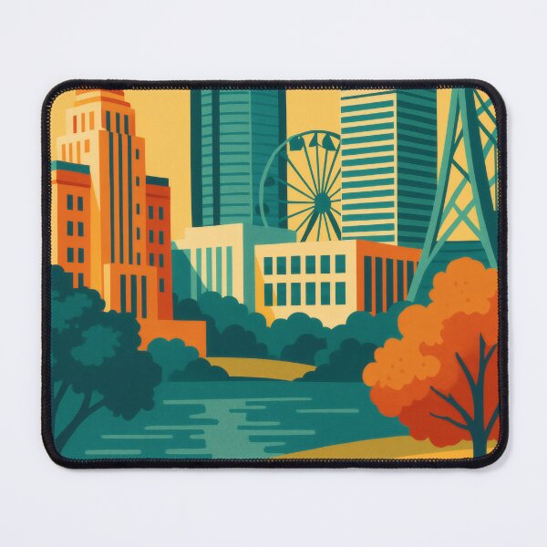 Item preview, Retro Pop Art Poster Illustration of Oklahoma City | Bold Downtown Skyline, Skydance Bridge & Western Heritage | Vintage USA Wall Art Decor designed and sold by PaintedPixels01.