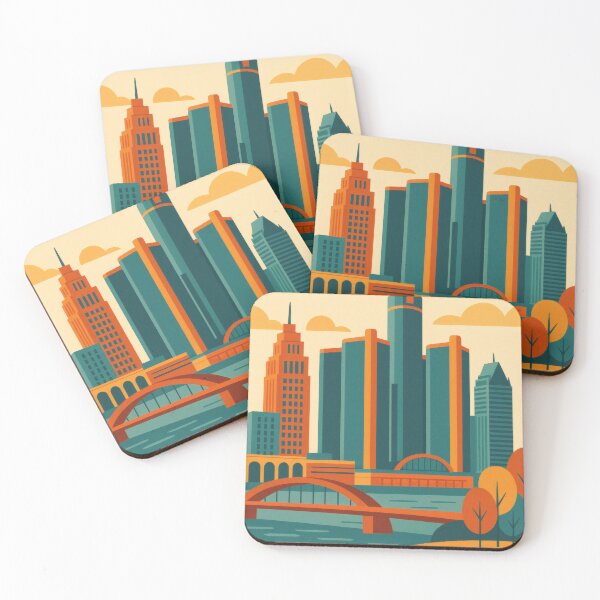 Item preview, Retro Pop Art Poster Illustration of Detroit | Bold Downtown Skyline, Renaissance Center & Motor City Design | Vintage Michigan Wall Art Decor designed and sold by PaintedPixels01.