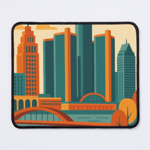 Item preview, Retro Pop Art Poster Illustration of Detroit | Bold Downtown Skyline, Renaissance Center & Motor City Design | Vintage Michigan Wall Art Decor designed and sold by PaintedPixels01.