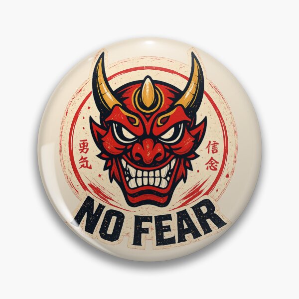 Item preview, No Fear Japanese Oni Mask | Vintage Samurai Streetwear Graphic T-Shirt Design designed and sold by ZafTeez.