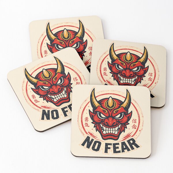 Item preview, No Fear Japanese Oni Mask | Vintage Samurai Streetwear Graphic T-Shirt Design designed and sold by ZafTeez.