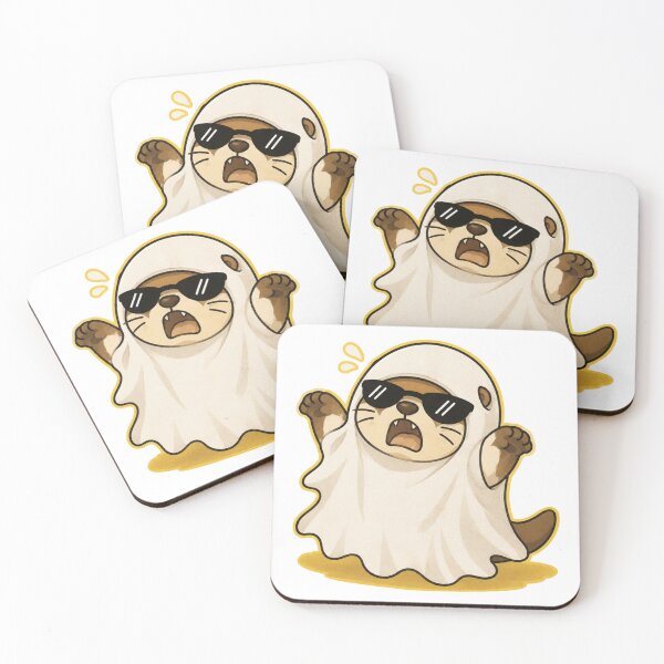 Item preview, Cool Ghost Otter with Sunglasses Cute Halloween Cartoon designed and sold by ArtFazza.