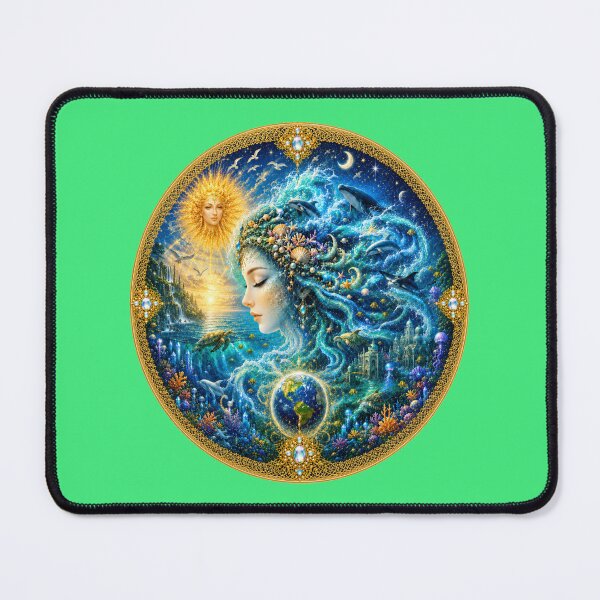 Item preview, Ocean Gaia | Celestial Sea Goddess Fantasy Art with Earth & Whales designed and sold by sunbowjp stadio.