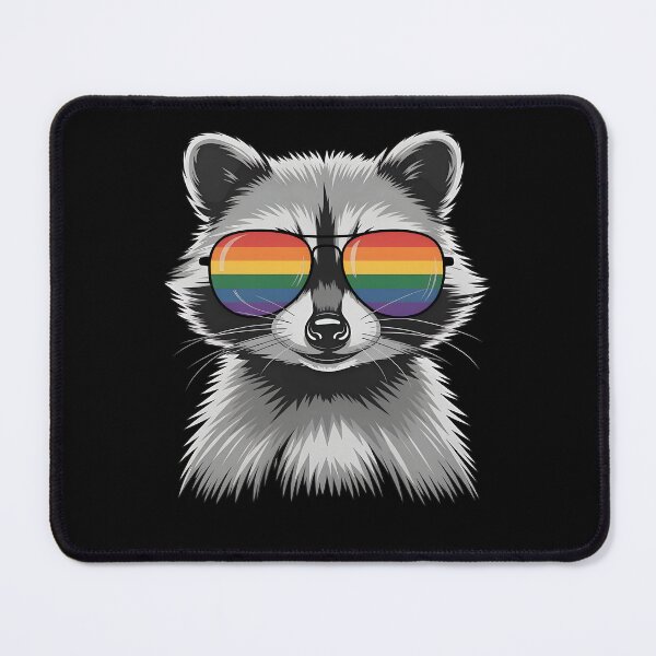 Item preview, Cool Raccoon Wearing Rainbow Aviator Shades designed and sold by HollyBellArtSte.