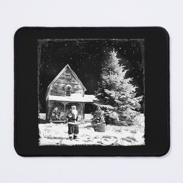 Item preview, Santa Claus by a Snowy Cabin and Christmas Tree designed and sold by inkoutninja.