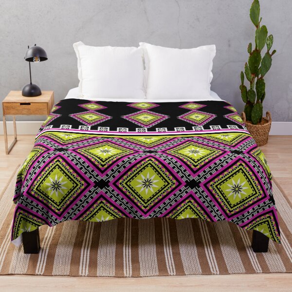 Item preview, Neon Lime Green and Pink Aztec Tribal Diamond Pattern designed and sold by Aumpuk.