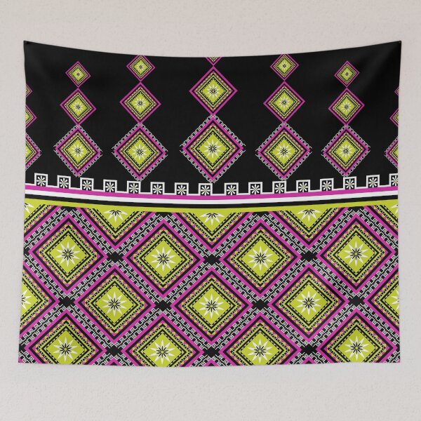 Item preview, Neon Lime Green and Pink Aztec Tribal Diamond Pattern designed and sold by Aumpuk.