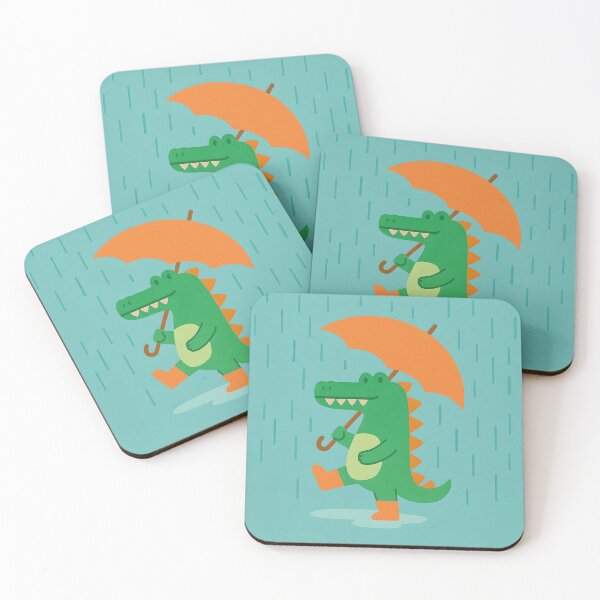 Item preview, Crocodile with Umbrella Rainy Day Print designed and sold by daldadesign.