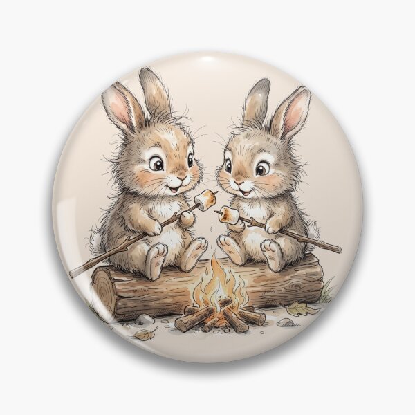 Item preview, Cute Bunnies Roasting Marshmallows Campfire Outdoor Art designed and sold by BreezifyDesignStudio.