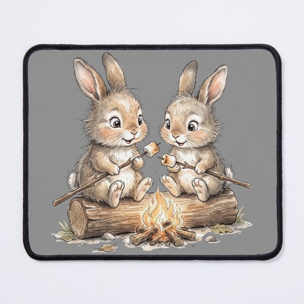 Item preview, Cute Bunnies Roasting Marshmallows Campfire Outdoor Art designed and sold by BreezifyDesignStudio.