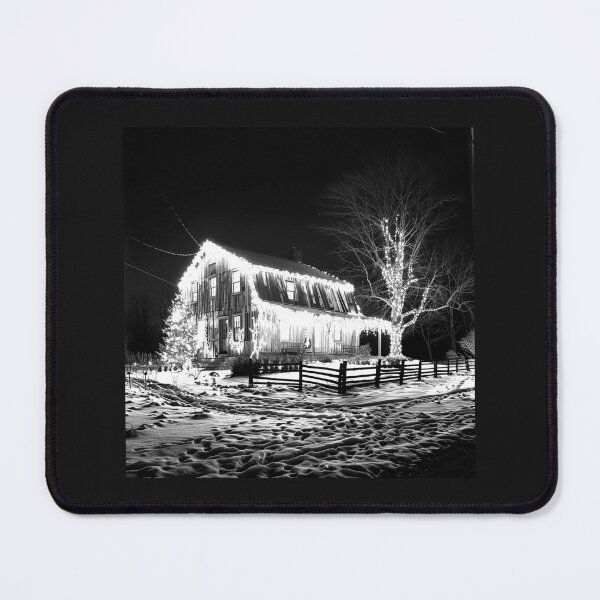 Item preview, Snowy Christmas Barn with Glowing Holiday Lights designed and sold by inkoutninja.