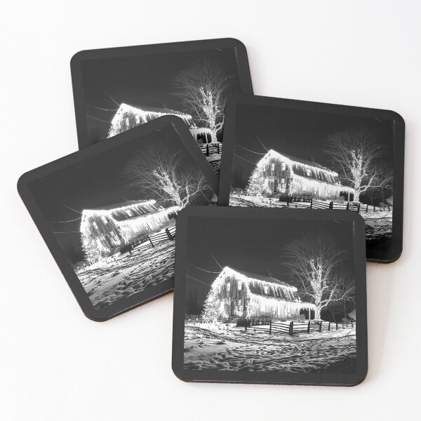 Item preview, Snowy Christmas Barn with Glowing Holiday Lights designed and sold by inkoutninja.
