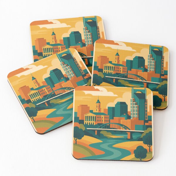 Item preview, Retro Pop Art Poster Illustration of Nashville | Bold Music City Skyline, Broadway & Guitar-Inspired Design | Vintage Tennessee Wall Art Decor designed and sold by PaintedPixels01.