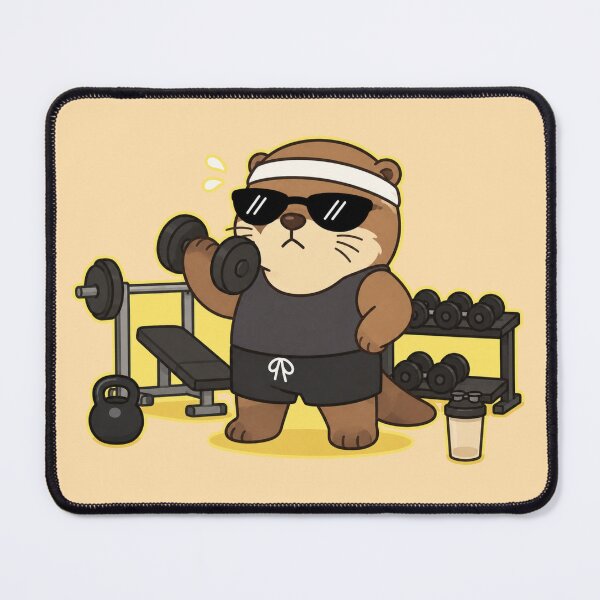 Item preview, Cool Gym Otter Lifting Dumbbells Cute Fitness Cartoon designed and sold by ArtFazza.
