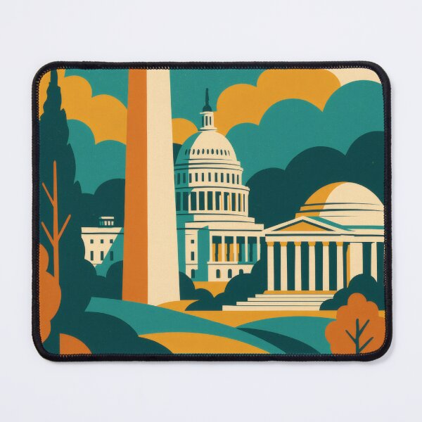 Item preview, Retro Pop Art Poster Illustration of Washington | Bold National Mall Skyline, Capitol & Monument Design | Vintage USA Wall Art Decor designed and sold by PaintedPixels01.
