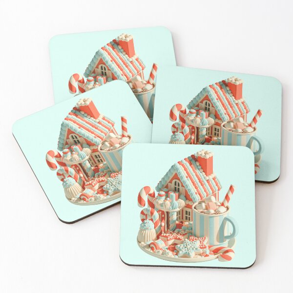 Item preview, Pastel Winter Wonderland Gingerbread House and Hot Cocoa designed and sold by colorful-white.