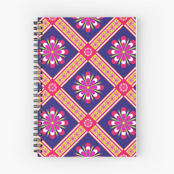 Item preview, Retro 70s Neon Pink and Blue Geometric Floral Pattern designed and sold by Aumpuk.