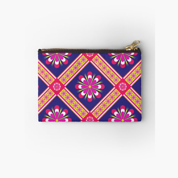 Item preview, Retro 70s Neon Pink and Blue Geometric Floral Pattern designed and sold by Aumpuk.