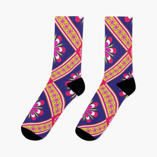 Item preview, Retro 70s Neon Pink and Blue Geometric Floral Pattern designed and sold by Aumpuk.