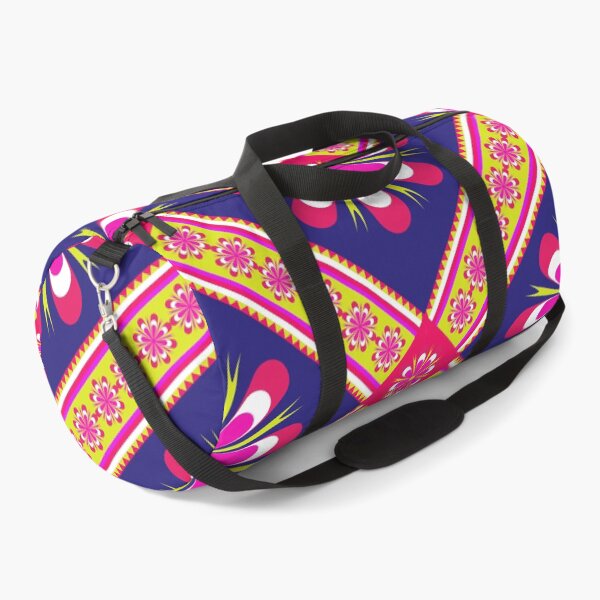 Item preview, Retro 70s Neon Pink and Blue Geometric Floral Pattern designed and sold by Aumpuk.