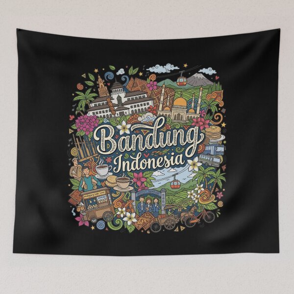 Item preview, Wonderful Bandung Indonesia Travel Souvenir Heritage Colorful Cultural Doodle designed and sold by arisukma11.