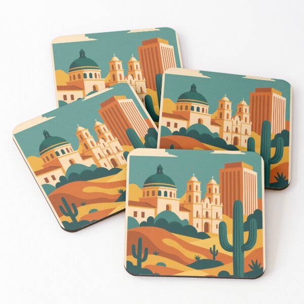 Item preview, Retro Pop Art Poster Illustration of Tucson | Bold Saguaro Cactus, Downtown Skyline & Sonoran Desert Design | Vintage Arizona Wall Art Decor designed and sold by PaintedPixels01.