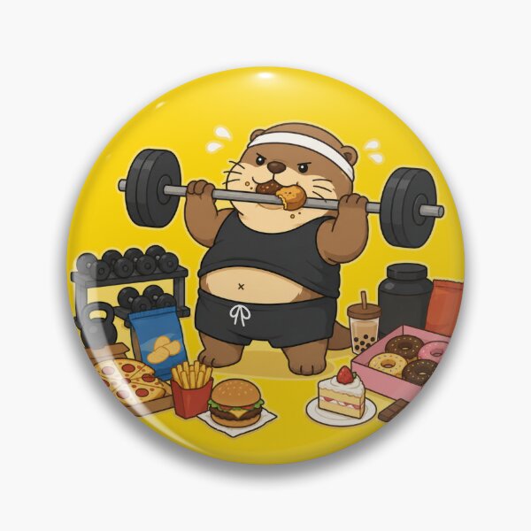 Item preview, Funny Chubby Gym Otter Eating Junk Food While Lifting Weights designed and sold by ArtFazza.