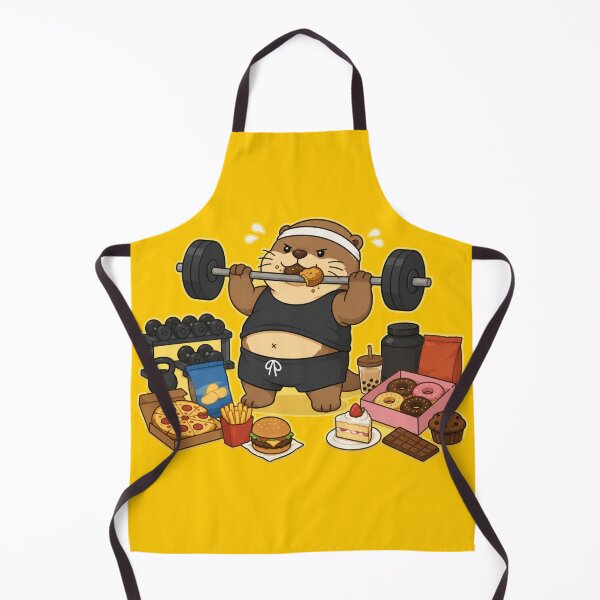 Item preview, Funny Chubby Gym Otter Eating Junk Food While Lifting Weights designed and sold by ArtFazza.