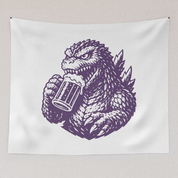 Item preview, Godzilla Drinking Beer designed and sold by FLATVAC STICKER.