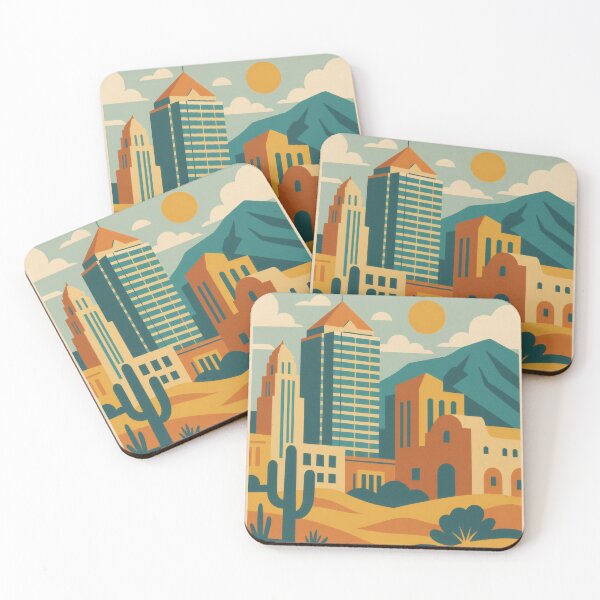 Item preview, Retro Pop Art Poster Illustration of Albuquerque | Bold Sandia Mountains, Route 66 & Downtown Skyline | Vintage Southwestern Wall Art Decor designed and sold by PaintedPixels01.