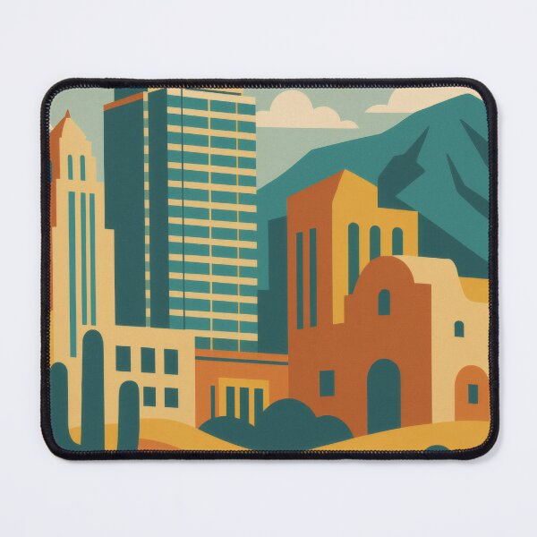 Item preview, Retro Pop Art Poster Illustration of Albuquerque | Bold Sandia Mountains, Route 66 & Downtown Skyline | Vintage Southwestern Wall Art Decor designed and sold by PaintedPixels01.